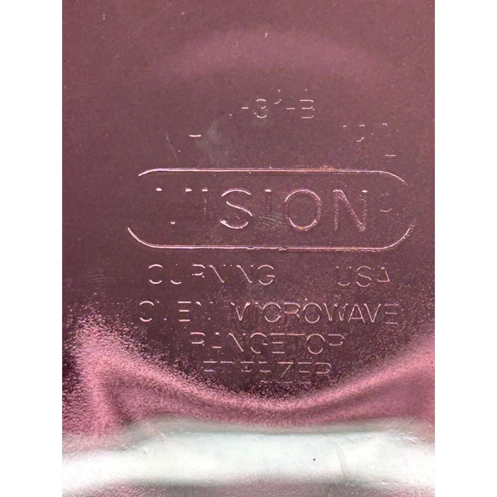 Vtg 1991 Pyrex Vision Cranberry Coning Cookware 1-Qt/L Round Casserole With Lids